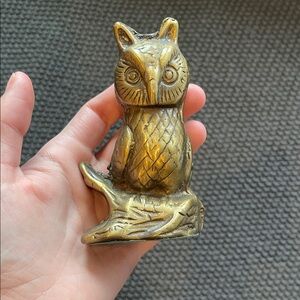 Vintage Brass Owl Figurine Decorative Accent